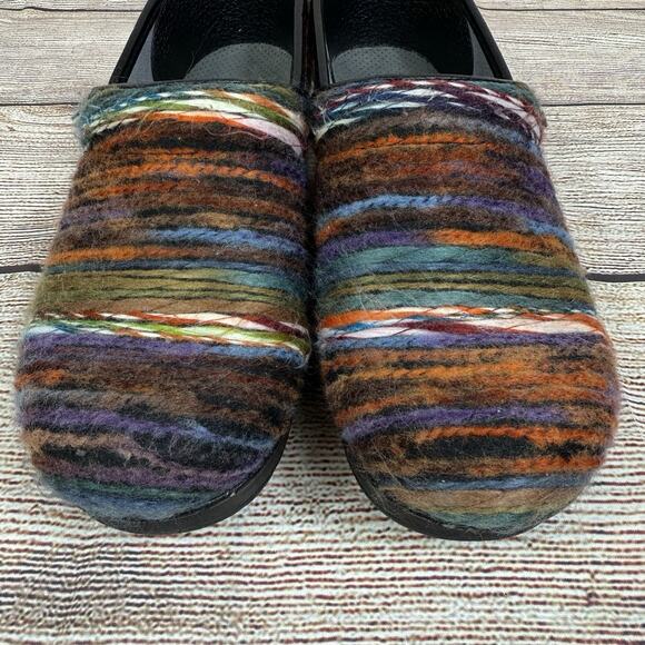 Dansko Multi-Colored Knitted Yarn Covered Clogs Size 38 (7.5) Professional Boho - Picture 4 of 16